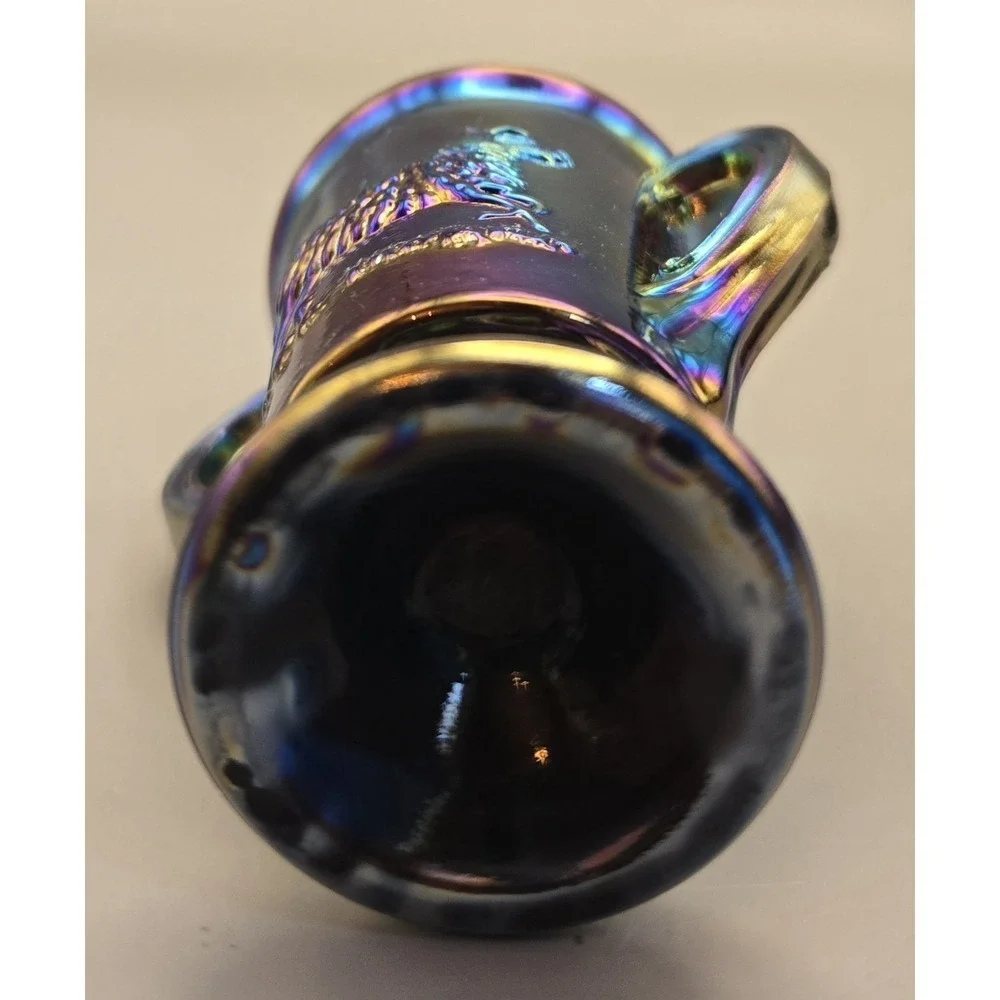 Vintage Sugar Bowl Sheep Miniature Lenox Imperial Iridescent Carnival Glass